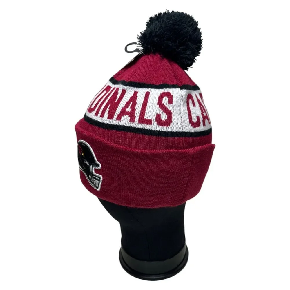 Arizona Cardinals NFL Mens Logo Repeat Cuffed Knit Pom Beanie Hat Red Black OSFM